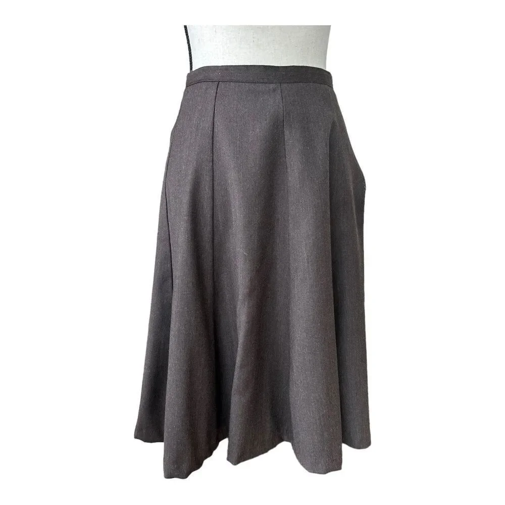 Barami Womens Skirt Wool A-line Midi Knee Length Brown Solid 00
